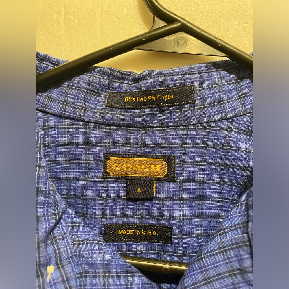 Coach Men's Blue Checkered Casual Shirt - Picture 3 of 13